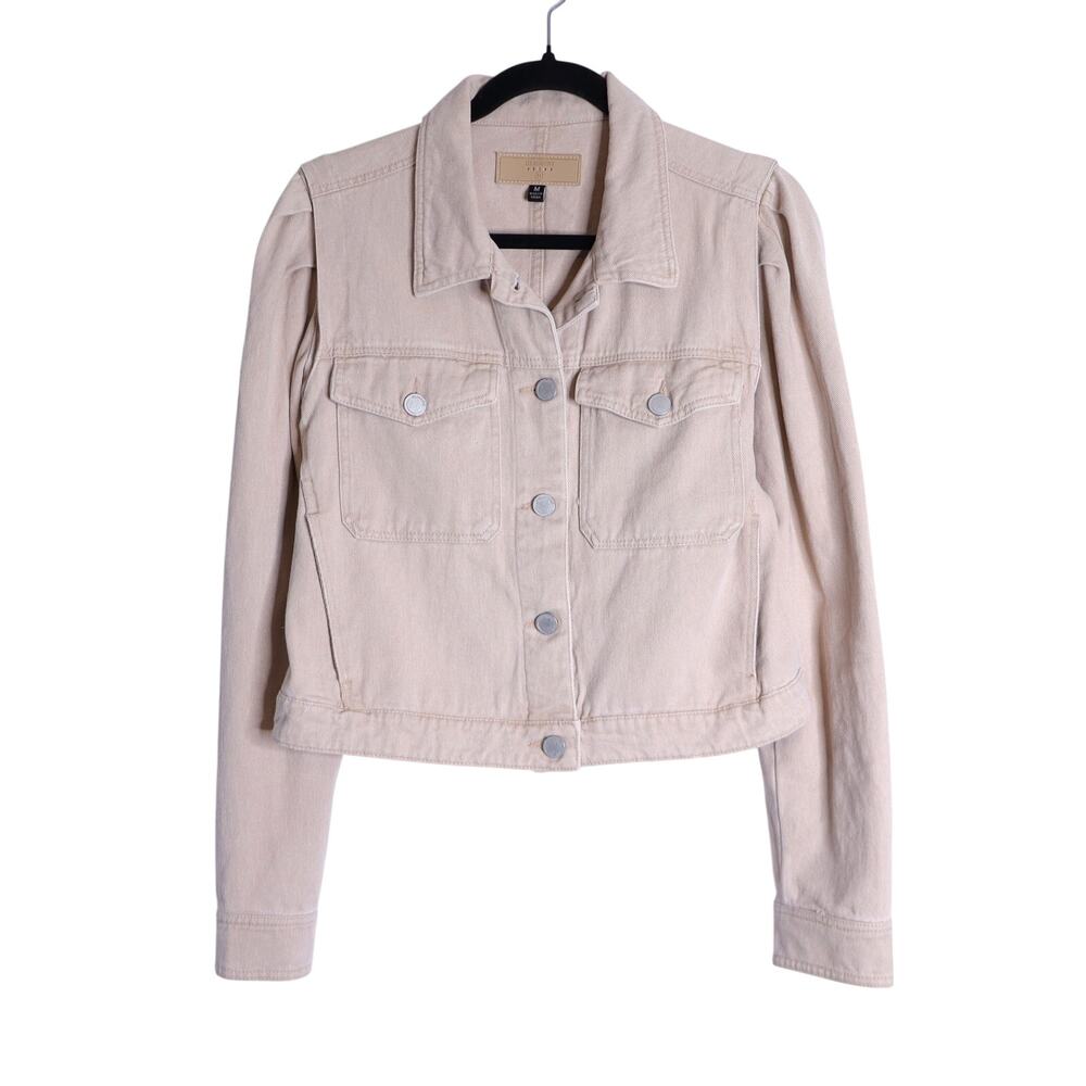 BLANKNYC Denim Cropped Trucker Jacket Rose Dust Long Sleeve Women's M
